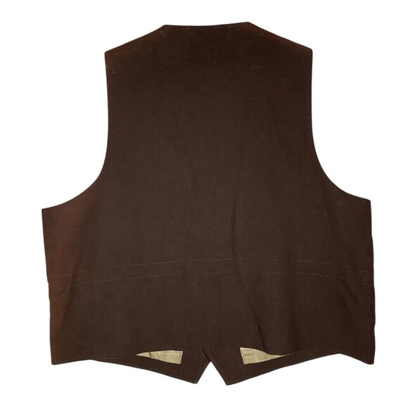 Vintage Jean Paul Germain Waistcoat Mens 4X Brown Cotton Suit Vest Western - Picture 2 of 15